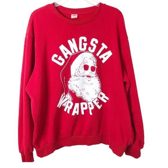 Holiday Time Men's Gangsta Rapper Red Santa Long Sleeve Sweatshirt Size 2XL - Picture 1 of 8